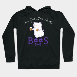 Cute Cat Ghost Halloween I'm Just Here For The Boos Hoodie